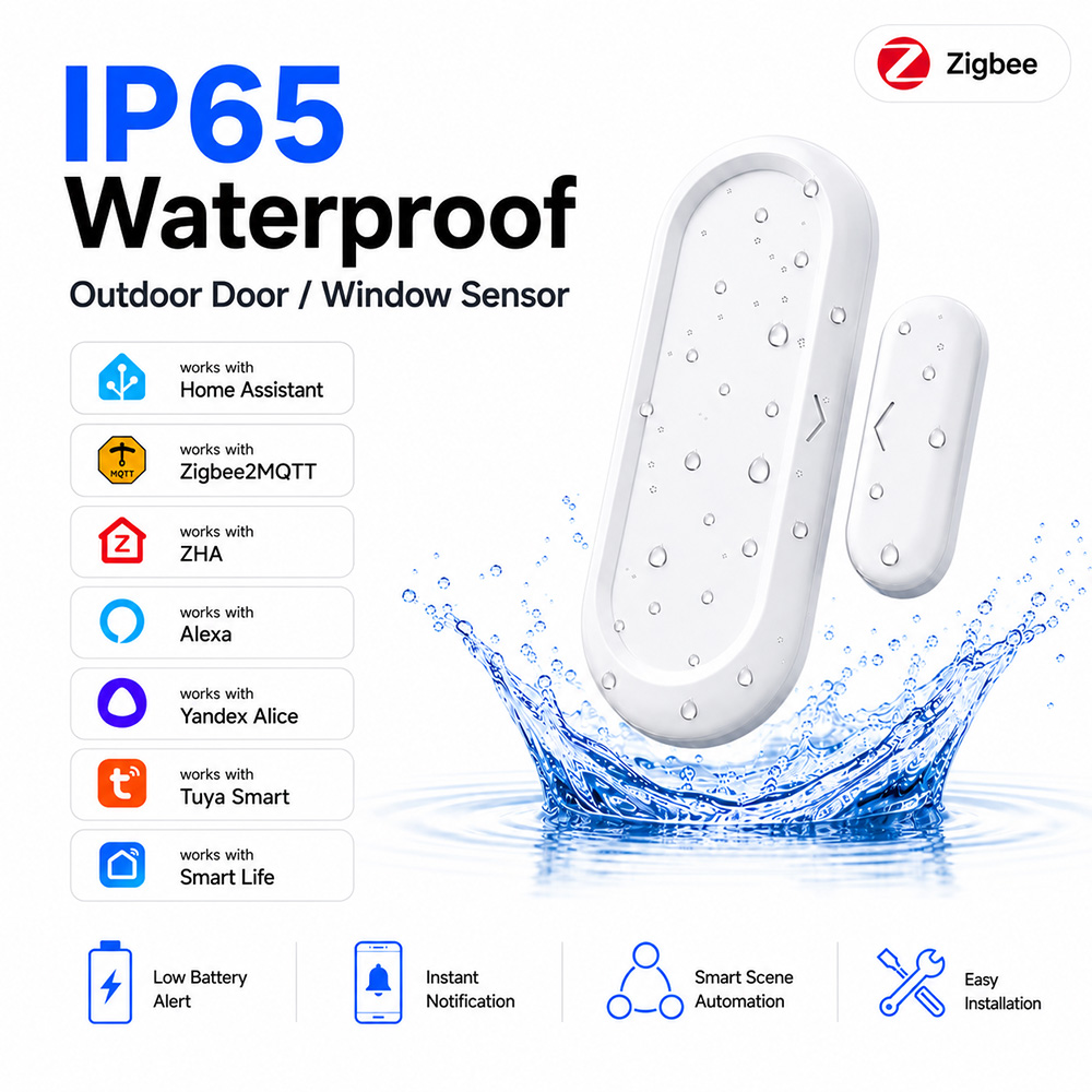 Smart Home Zigbee 3.0 - Su Geçirmez Kapı Pencere Sensörü IP65
