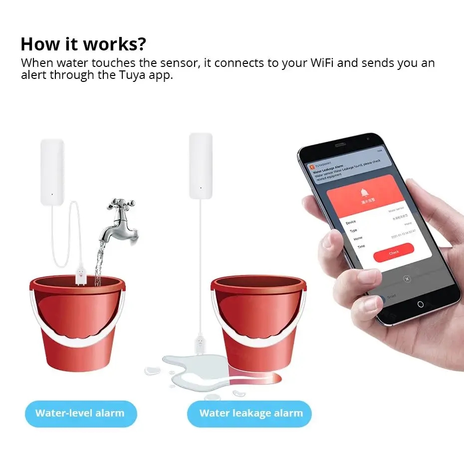 Tuya WiFi akıllı su kaçak sens - Wifi Water Leak Detector incelemesi ve fiyatı